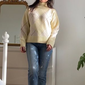 NWT Everlane Felted Merino Argyle Mockneck Sweater Size XS